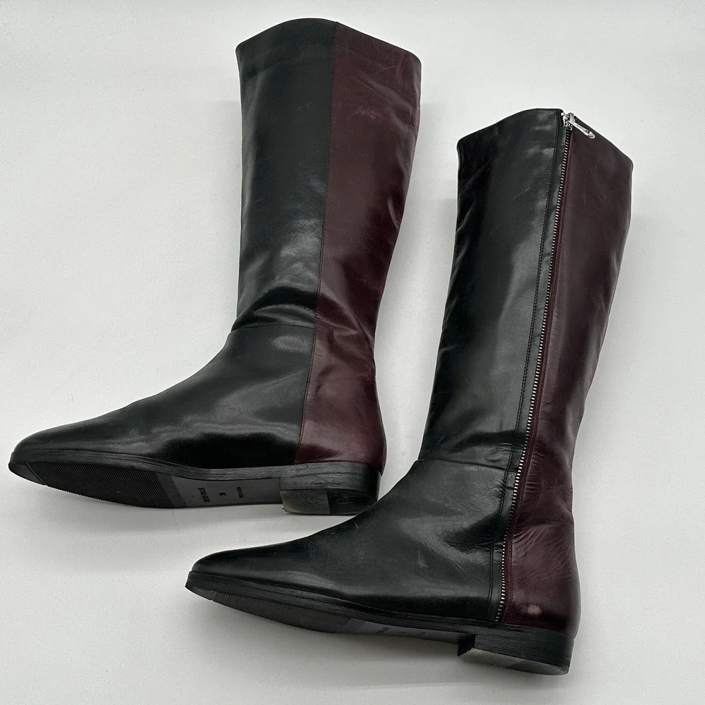 See By Chloe women‎ black and red tall knee high riding boots size 38